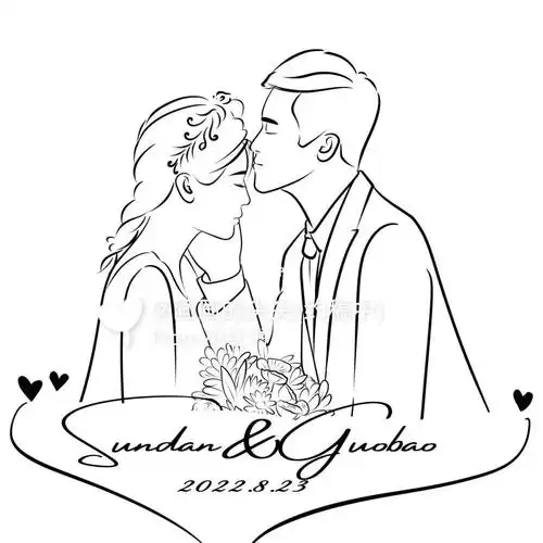 婚纱照手绘剪影