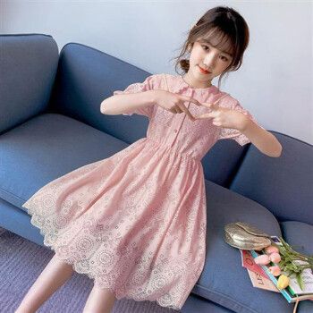 岁小女孩穿的新款夏装洋气公主裙中大童时尚荷叶边裙子小女生短袖仙女