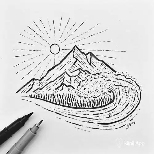 黑白线条风景画美国艺术家jonny的素描和木版画