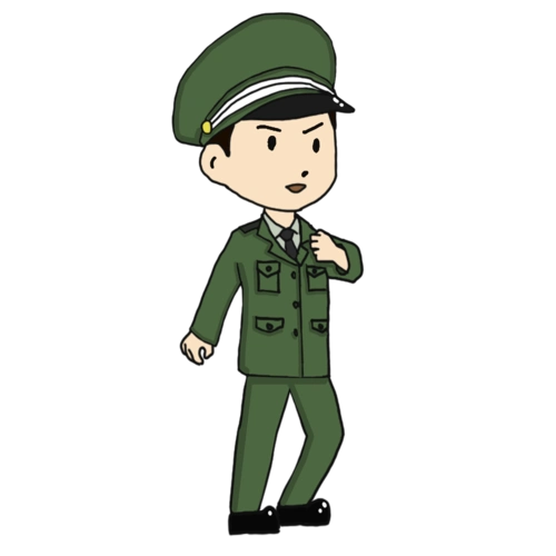 迷彩军帽卡通男生