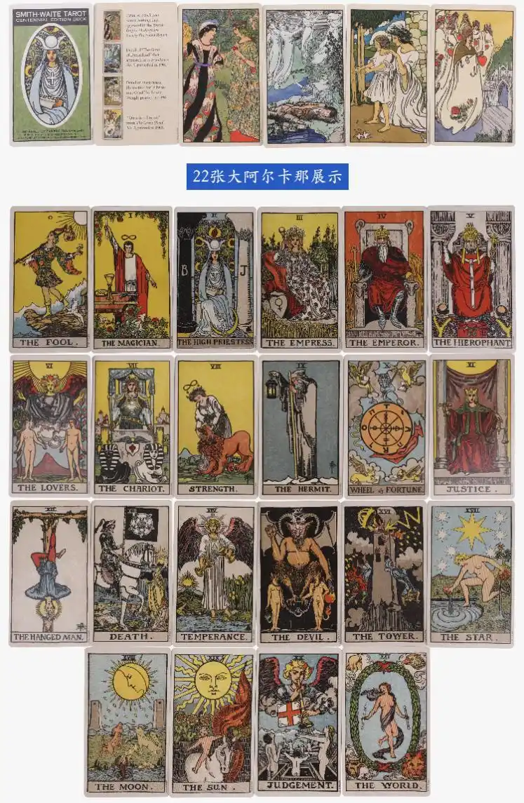 塔罗牌共有78张牌,包括22张大阿卡那牌与56张小阿卡那牌(注:阿纳卡