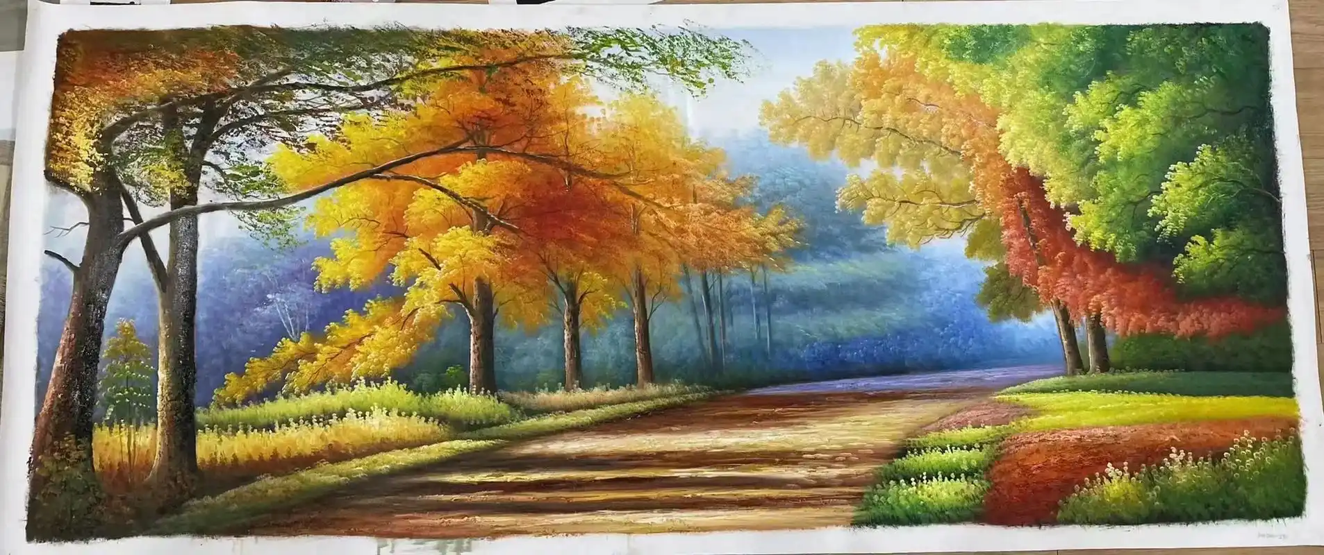 大尺寸横幅风景画,尺寸可定制,纯手绘油画风景#纯手绘 #丙烯 - 抖音