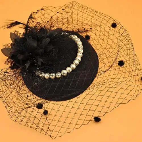 面纱帽法式小礼帽晚宴会新娘复古帽子女赫本网纱舞台演出造型头饰
