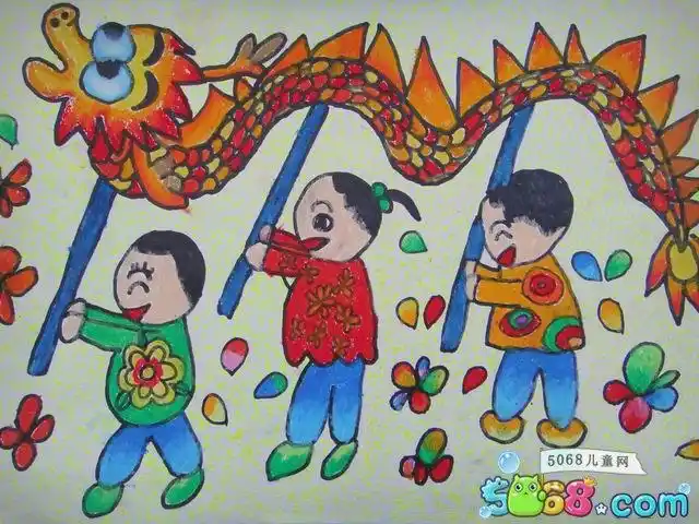 春节图片儿童画-办年货