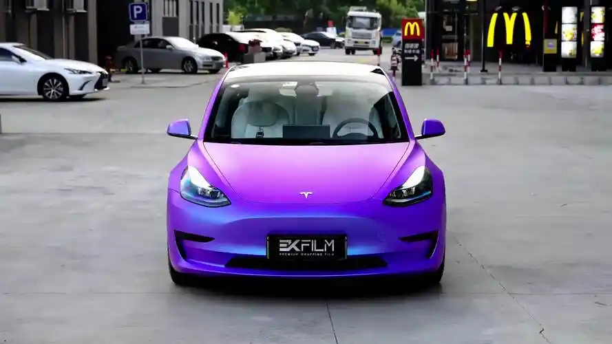 特斯拉model3-ekfilm改色膜蓝花楹,蓝紫色的色调简直不要太美!
