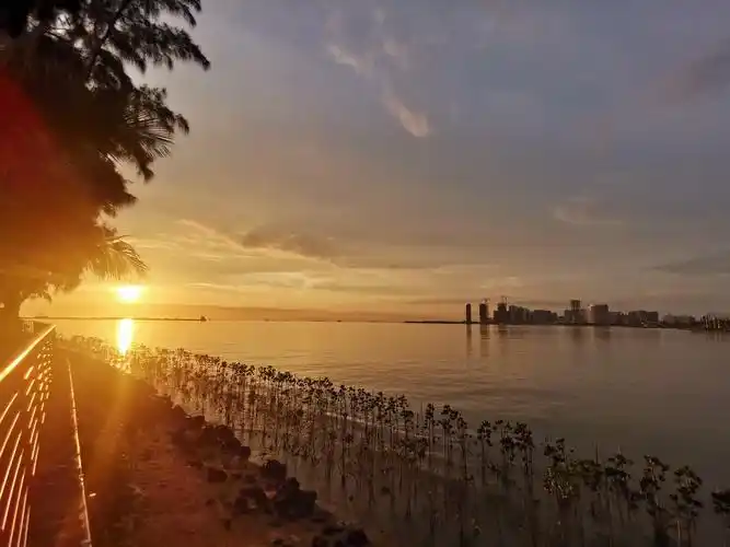 夕阳下的海口海边