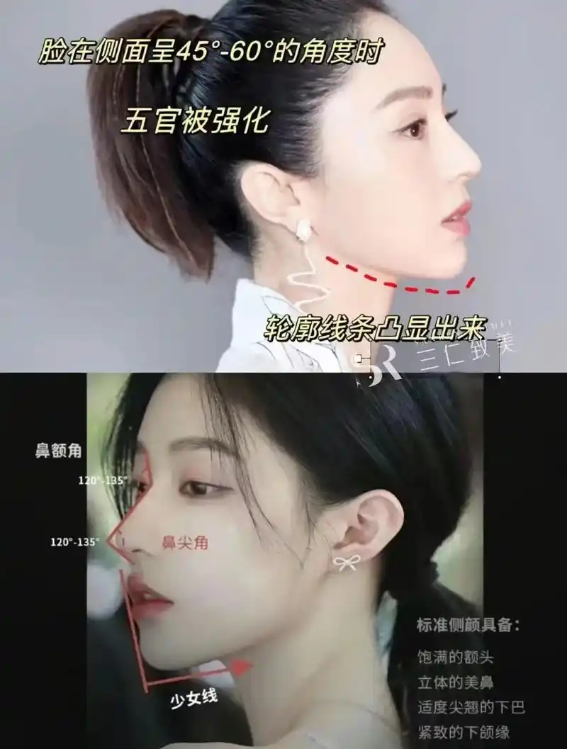 侧脸是考验美女的标准,好看的侧颜必须满足鼻线挺立,下颌线清晰 - 抖
