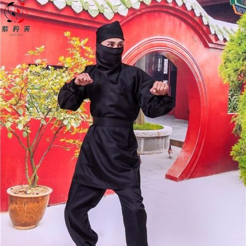 紫矜芙 古装夜行衣黑衣人服蒙面人日本忍者盗贼小偷服装黑色2021 身高