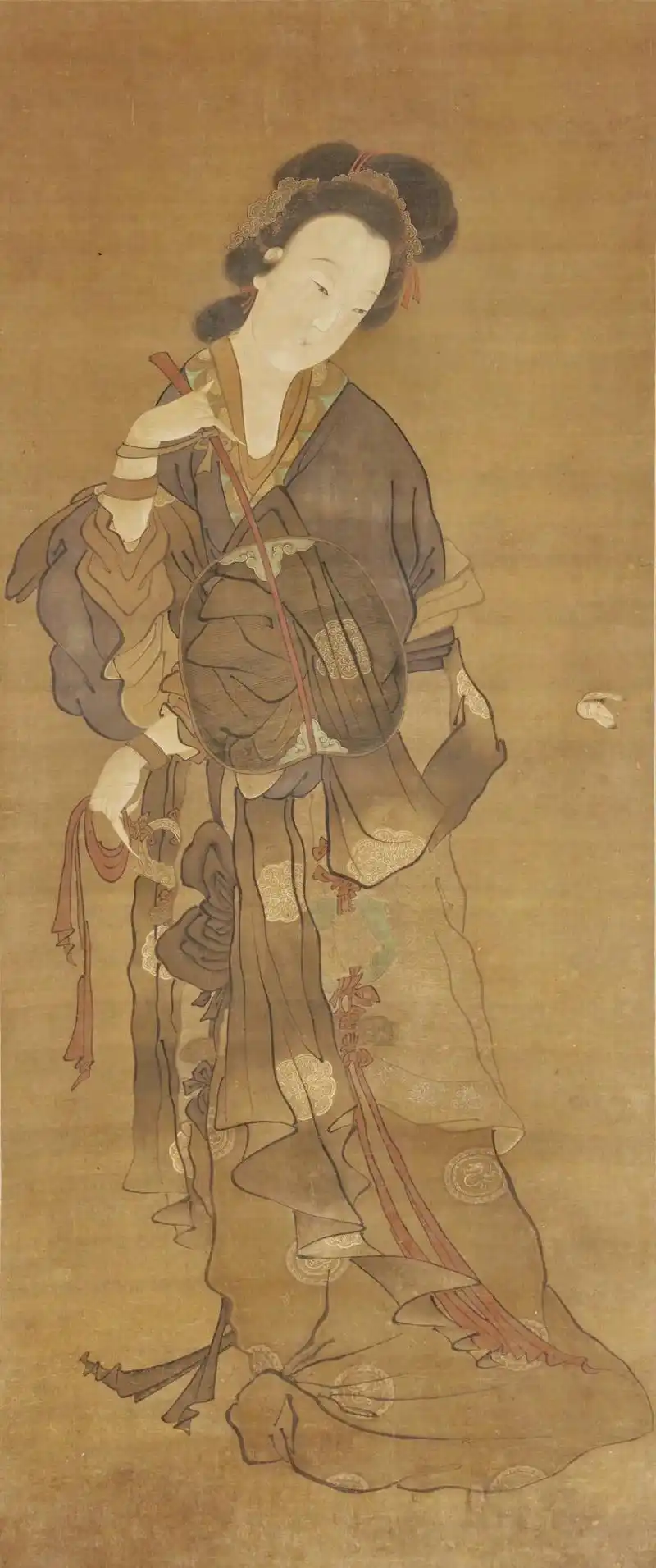 仕女扑蝶图 宋  徐崇矩(传)弗利尔美术馆 绢本 立轴 设色 - 抖音