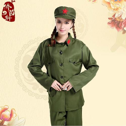 文革红卫兵绿军装革命解放服饰演出服装表演写真摄影65式老军装女