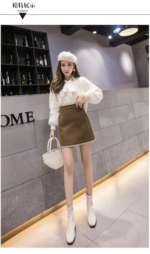 587#2019冬季新款百搭半身裙时尚a字裙修身一布裙子女