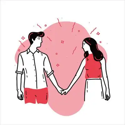 热恋中的一对年轻男女正在逛街