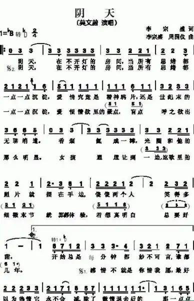 莫文蔚的阴天的歌词