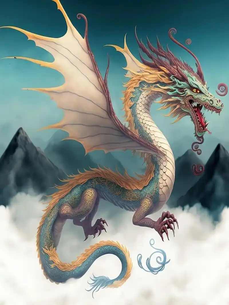 应龙图片 《山海经》神兽之-应龙,是唯一长翅膀的中国龙.