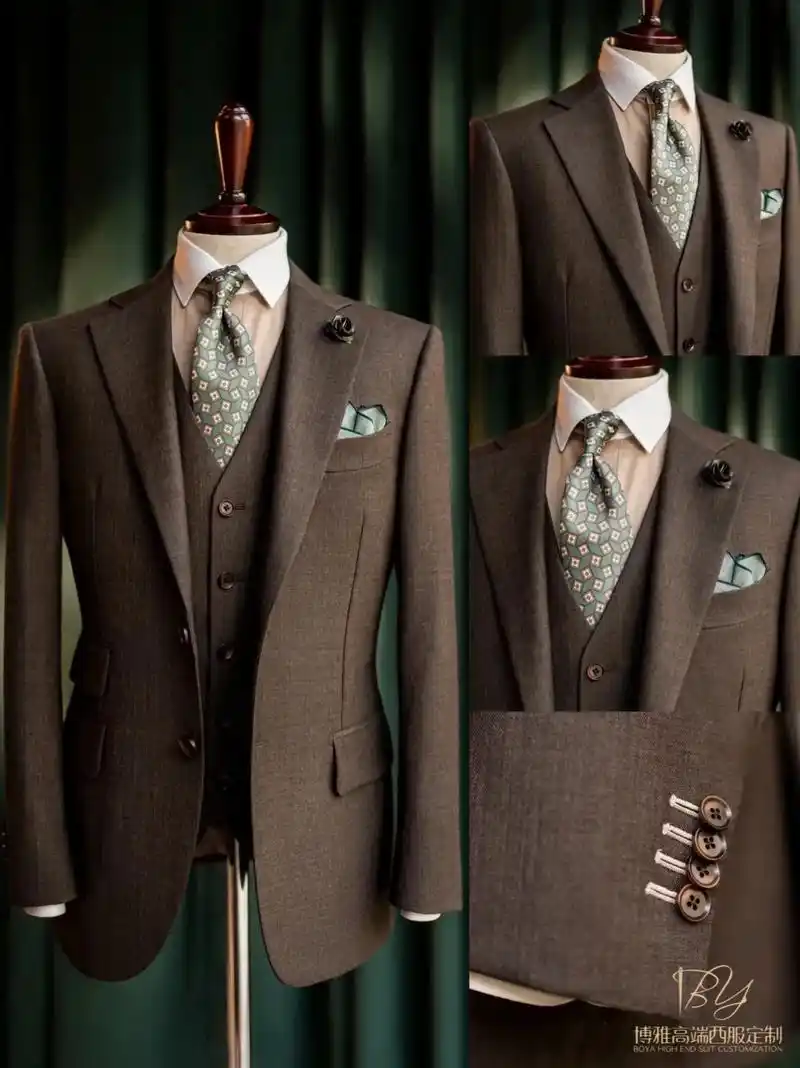 【西服定制】 灰棕色新郎西装,新手来抄作业! 低调 - 抖音