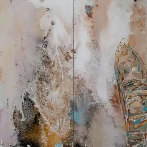 这场综合材料绘画作品展里,"海丝"元素满满,你发现了吗?_cm_敦煌_创作