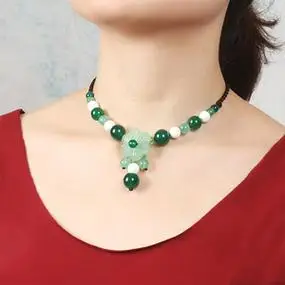 绿玛瑙脖子饰品颈部短款颈链装饰品项链女士锁骨链吊坠挂件民族风