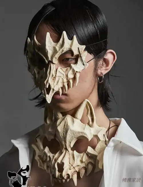 万圣节夜叉面具男女全脸士仓戸みと二次装扮cos龙神猛虎鵺 鸟骨头