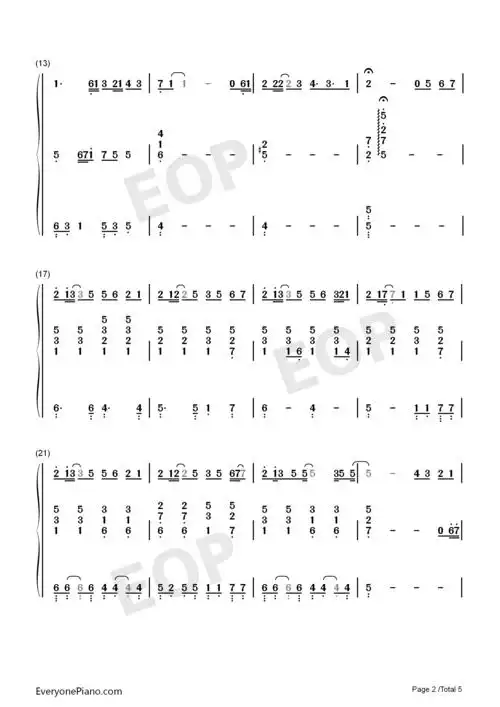 追光者-完美伴奏版双手简谱预览2-钢琴谱文件(五线谱,双手简谱,数字谱