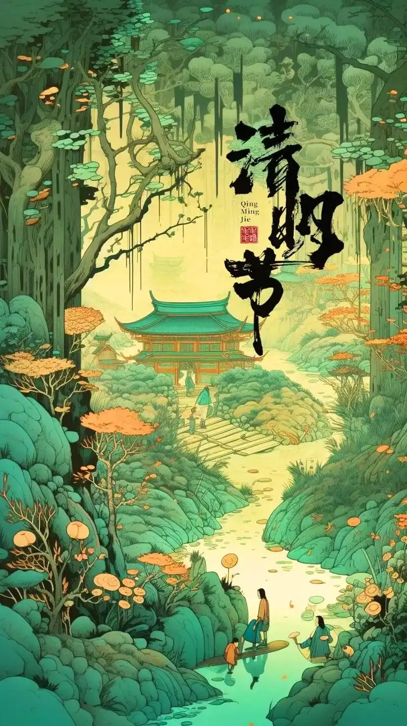 midjourney清明节国风插画海报.清明时节,人间四月清 - 抖音