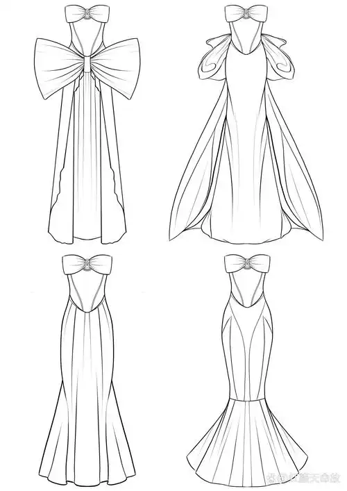 服装设计款式图合集|礼服一改三