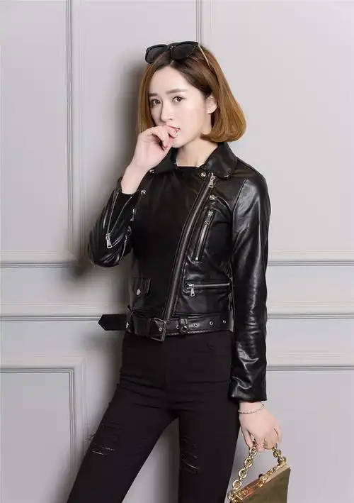 2017春装欧洲站机车皮衣女欧美短款修身皮夹克pu皮女装小外套潮