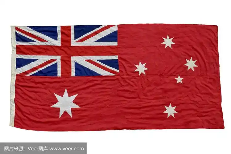 红色的澳大利亚国旗在白色的背景