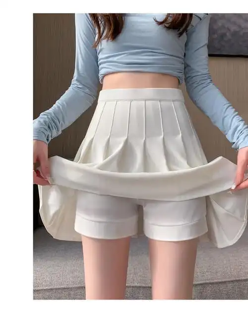 高腰弹力百褶裙jk夏黑色短裙女百折裙松紧腰大码胖mm半身裙 - 17网
