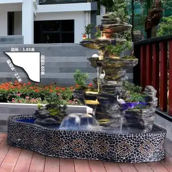 假山流水喷泉酒店室内客厅阳台花园庭院鱼池别墅造景景观摆件家居
