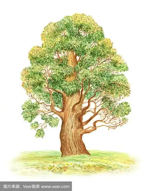 水彩复古大橡木