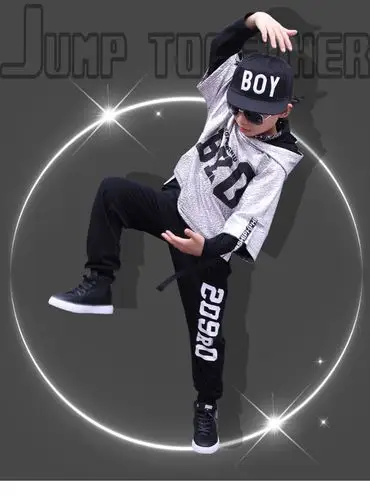 秋季新款儿童街舞服装中大男童套装嘻哈爵士舞演出服舞蹈表演服女