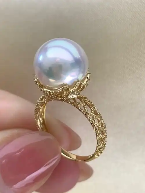 蕾丝款宫廷风澳白珍珠戒指温柔又高级