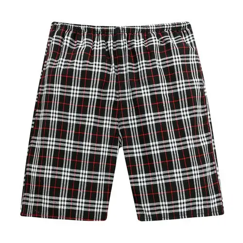 格子沙滩裤男士宽松休闲短裤男透气大裤衩速干五分裤