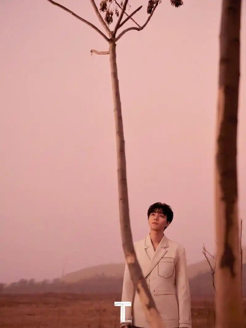 王俊凯 最新杂志封面释出,一身粉色西装青春活力,漫步花海春意盎然