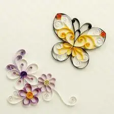 拙木花蝴蝶衍纸画材料包 附作品操作设计底图 手工纸艺diy