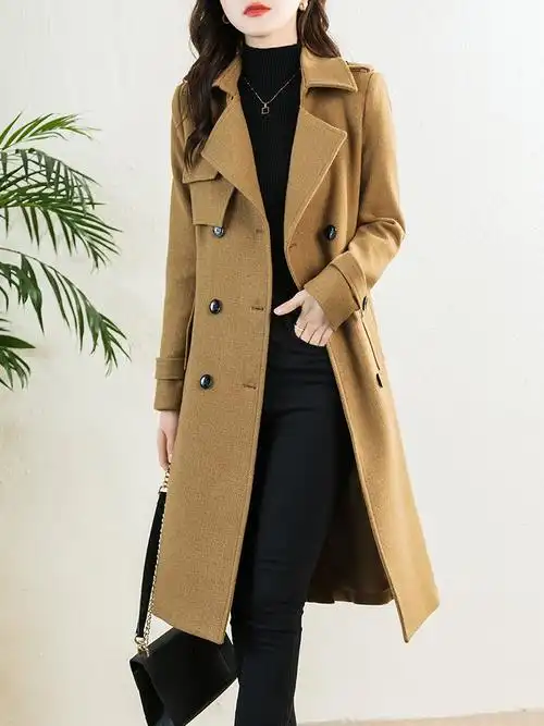 双面羊绒大衣女小个子秋冬季毛呢外套2022新款女装修身显瘦中长款