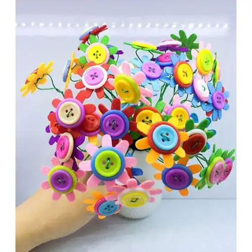 纽扣花diy材料包扣子画花束 幼儿园儿童手工制作感恩节圣诞礼物 雏菊
