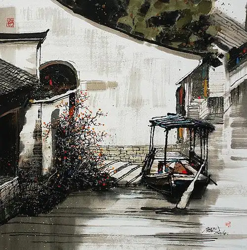 汪钰元画家《小桥流水 烟雨江南》