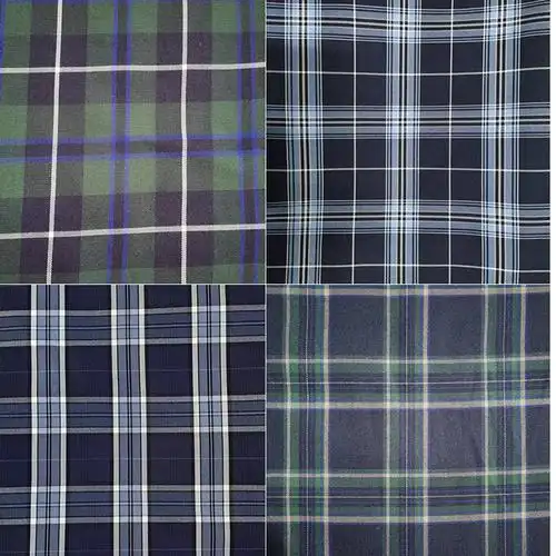 涤纶色织格布半身裙校服裙制服藏青色韩日风格百褶裙藏青绿格子布