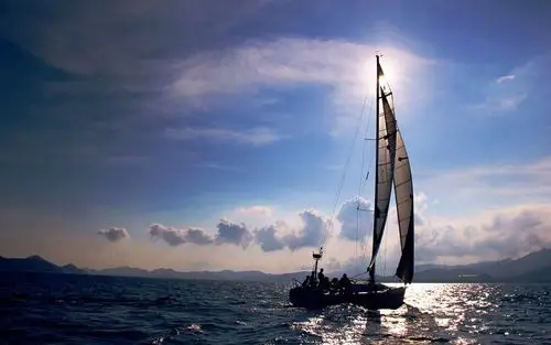 海上帆船美景图片电脑壁纸,风景壁纸,唯美,风景,高清,大海,蓝色,帆船