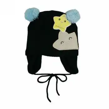 新款宝宝帽子韩版时尚婴儿帽子快乐星针织帽2615 藏青色 3-12月