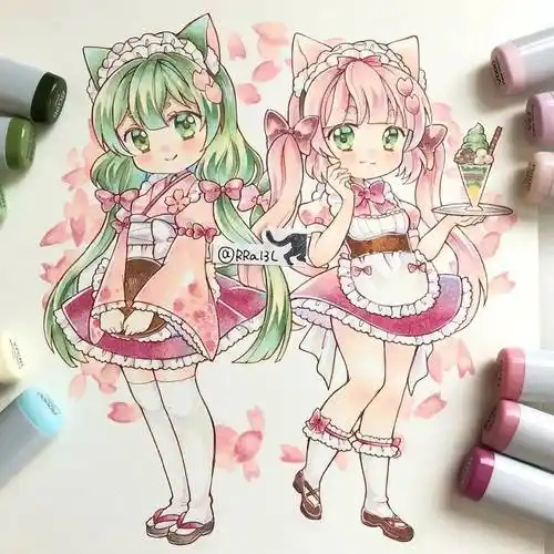 马克笔手绘 | 超萌超可爱q版马克笔动漫手绘,没有你绝对不行