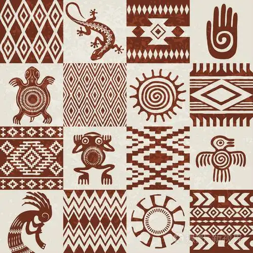 印第安印第安人的种族图案和符号以无缝的纹理编成可移动垃圾效果