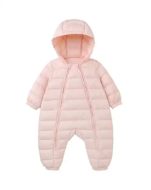 宝宝秋冬保暖轻薄羽绒服 儿童带帽连体衣