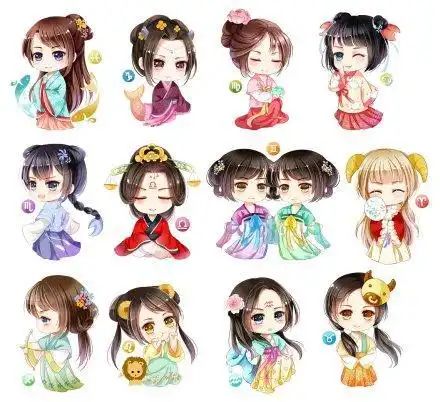 古风公主卡通简笔画合集每天学一幅简笔画12星座简笔画画法十二星座