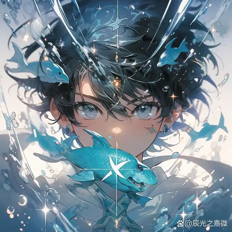 midjourney | 十二星座-双鱼座男生头像 咒语如下,喜欢的点下赞和关注