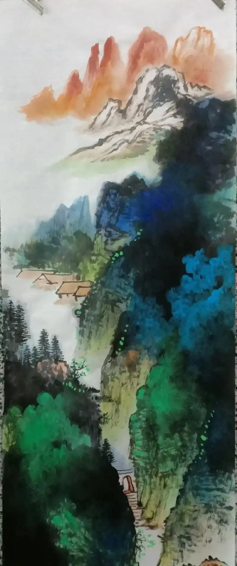 一组彩墨山水画请各位朋友们观赏.@王 @依然平淡 @cyp晚 - 抖音