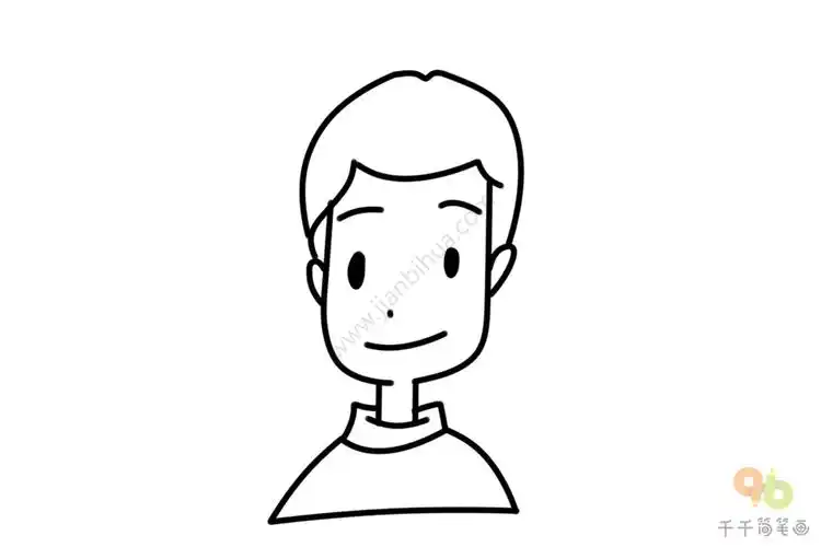 短发男孩简笔画教程