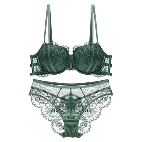 维密哆蕾丝镂空纯欲美背文胸防下垂上托胸罩小胸聚拢性感内衣套装