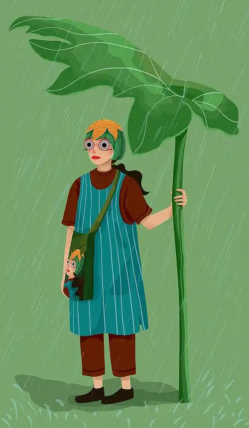 一组墨绿色的插画练习